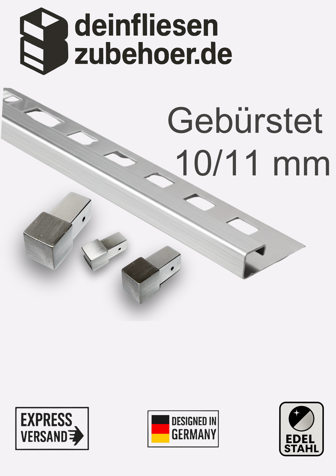Außenecke V2A Edelstahl Gebürstet für Quadratprofil 10 mm 11 mm
