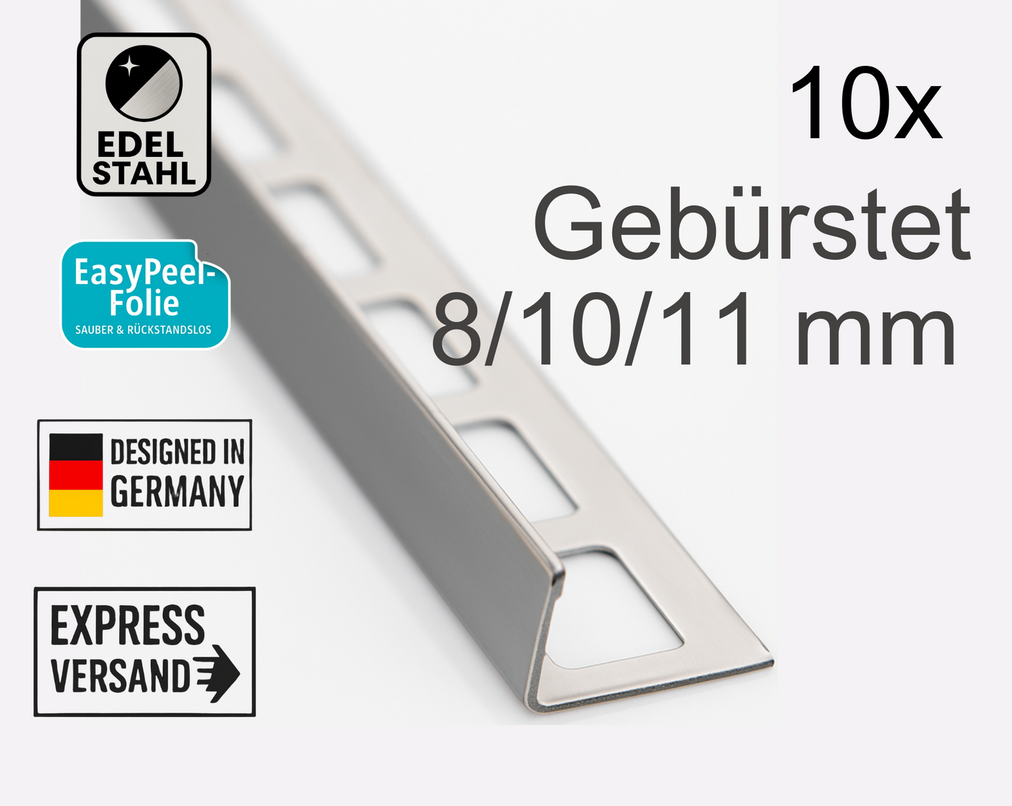 10x L-Profil Edelstahlschiene Fliesenprofil