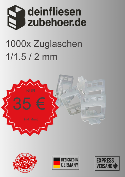 1000 Zuglaschen 1mm 1,5 mm 2 mm