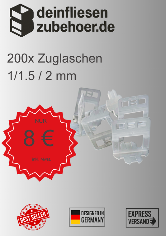 200 Zuglaschen 1 mm 1,5mm 2 mm