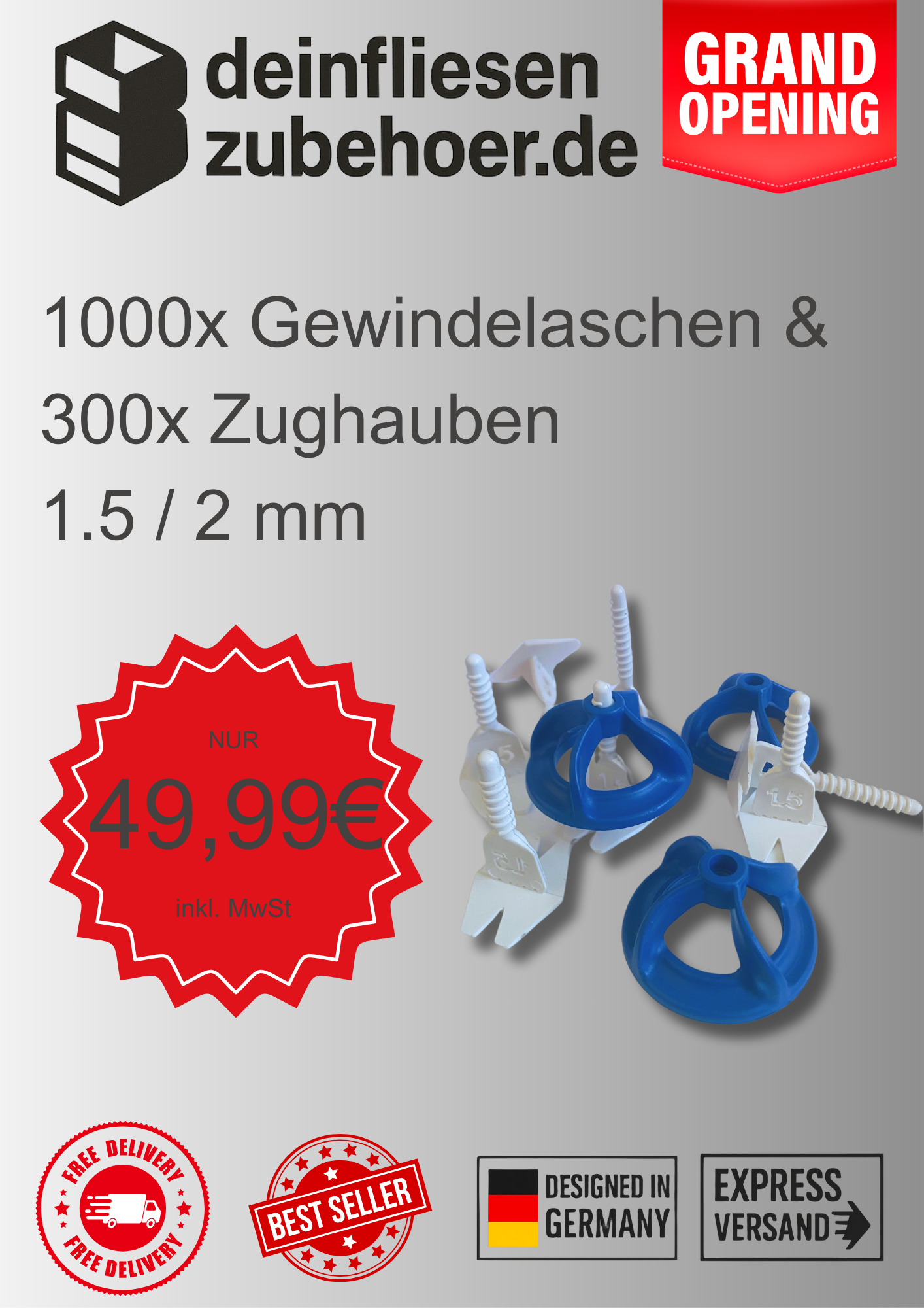 1000 Gewindelaschen Set 1,5 - 2 mm
