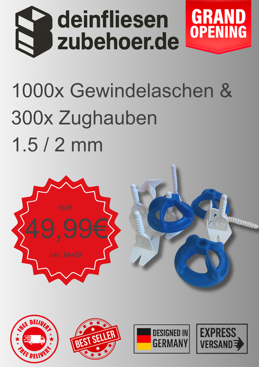 1000 Gewindelaschen Set 1,5 - 2 mm