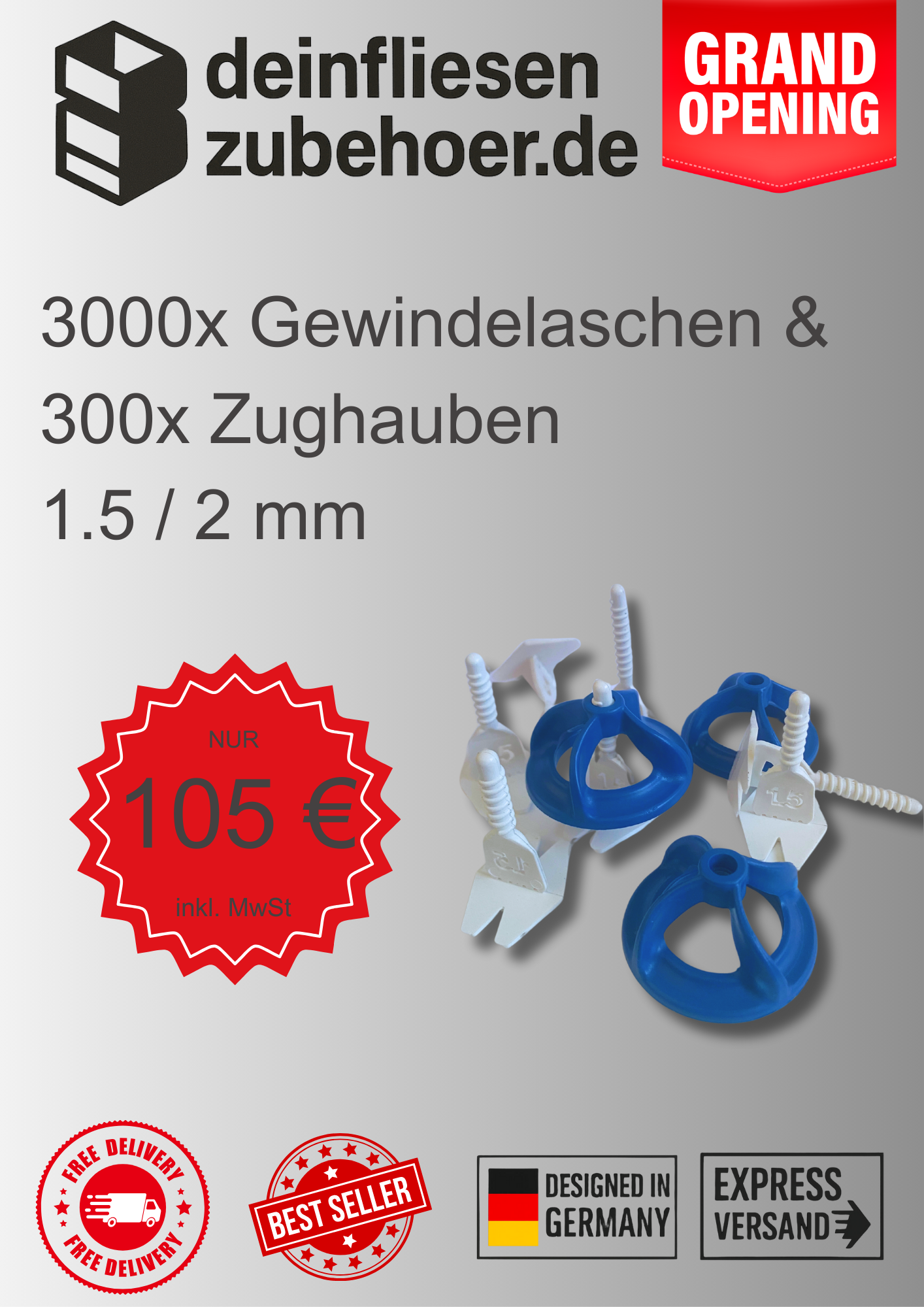 3000 Gewindelaschenset 1,5 - 2 mm