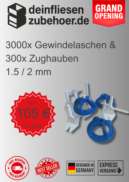 3000 Gewindelaschenset 1,5 - 2 mm