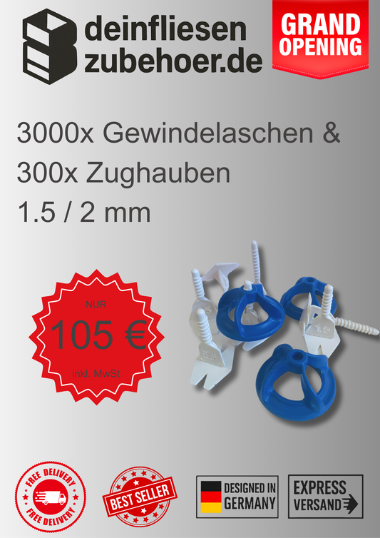 3000 Gewindelaschenset 1,5 - 2 mm