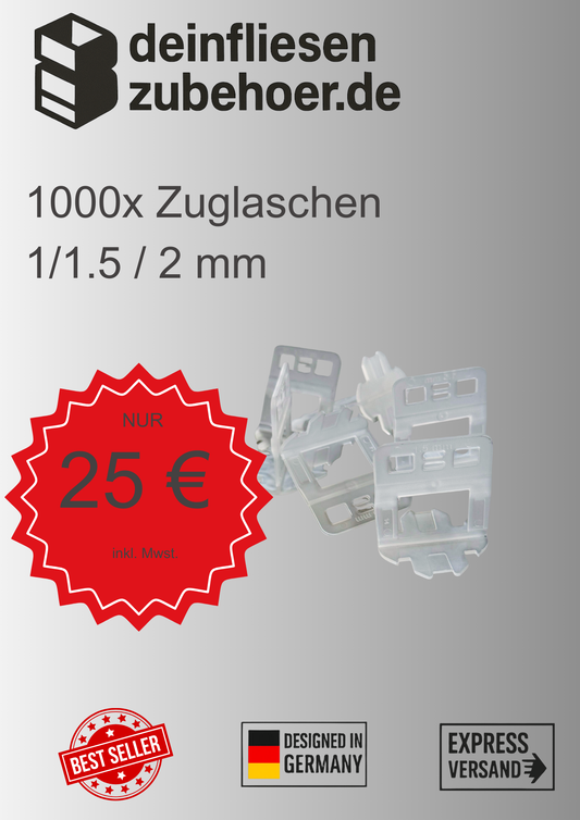 1000 Zuglaschen 1mm 1,5 mm 2 mm