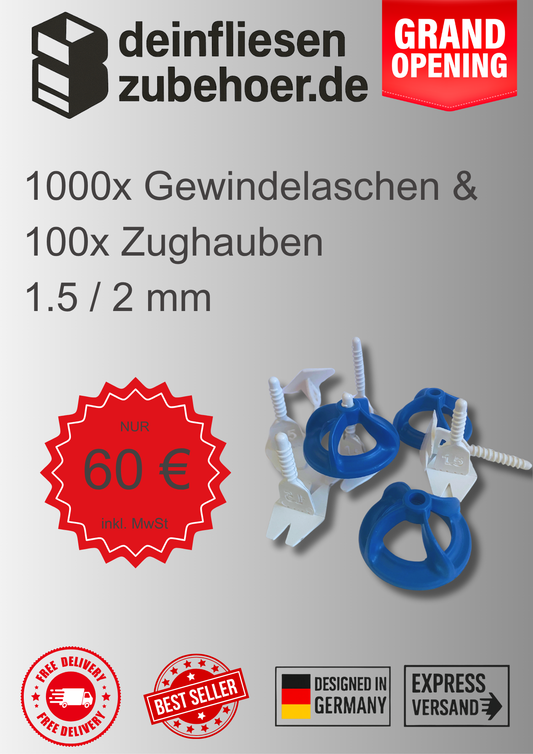 1000 Gewindelaschen Set 1,5 - 2 mm