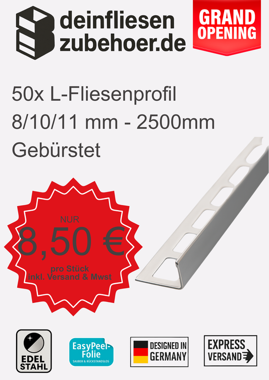 50x L-Profil Edelstahlschiene Fliesenprofil