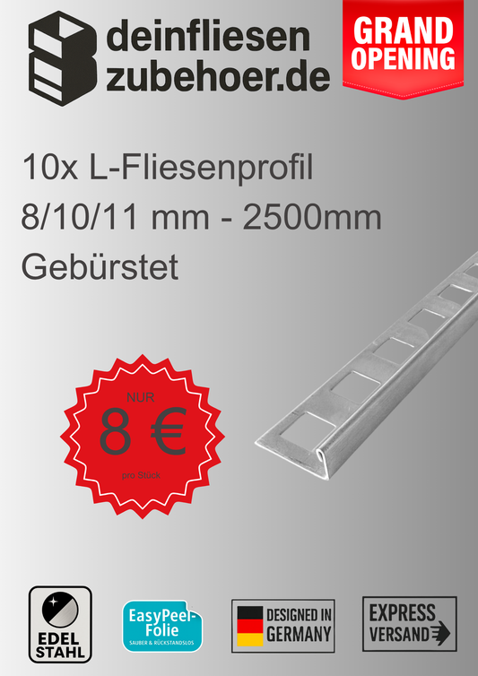 10x L-Profil Edelstahlschiene Fliesenprofil