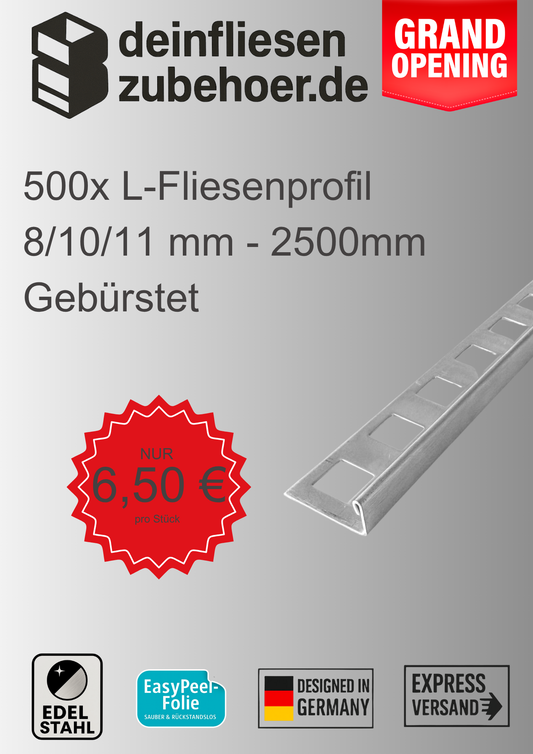 500x L-Profil Edelstahlschiene Fliesenprofil