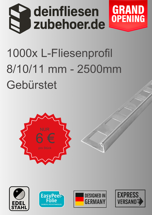 1000x L-Profil Edelstahlschiene Fliesenprofil