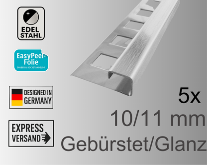 5x Quadrat Edelstahlschiene Fliesenschiene Fliesenprofil