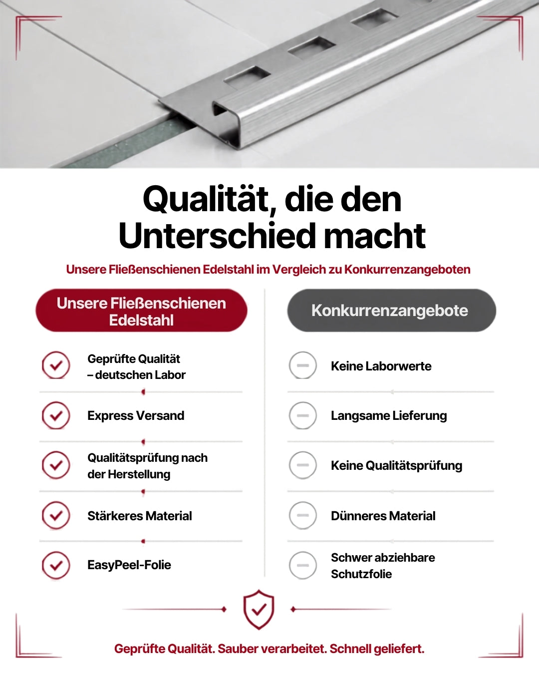 5x L-Profil Edelstahlschiene Fliesenprofil Winkelprofil